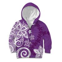 Polynesia Kid Hoodie Purple Tribal Turtle Floral Pattern LT05 Zip Hoodie Purple - Polynesian Pride