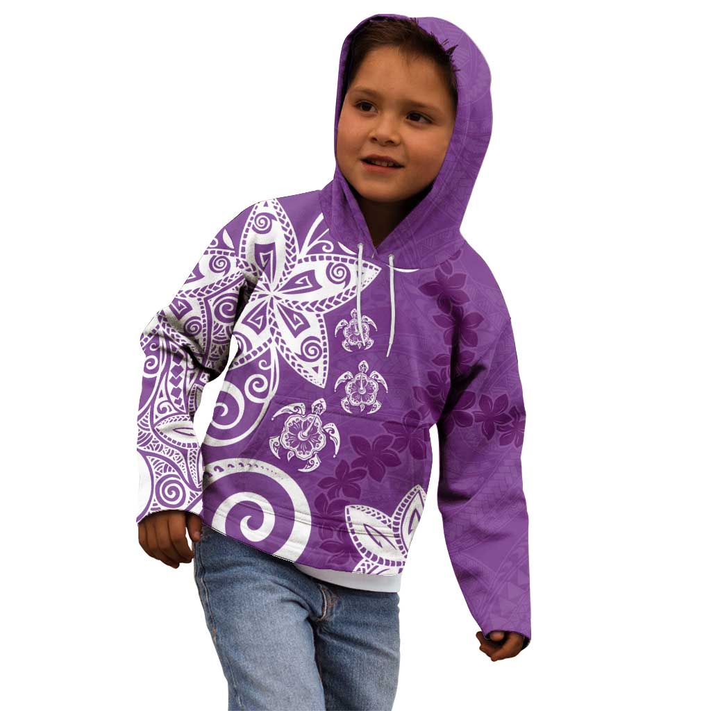 Polynesia Kid Hoodie Purple Tribal Turtle Floral Pattern LT05 - Polynesian Pride