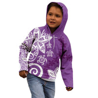Polynesia Kid Hoodie Purple Tribal Turtle Floral Pattern LT05 - Polynesian Pride