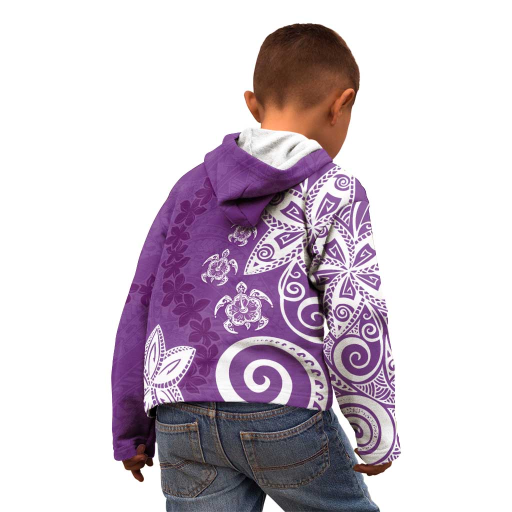 Polynesia Kid Hoodie Purple Tribal Turtle Floral Pattern LT05 - Polynesian Pride