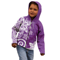 Polynesia Kid Hoodie Purple Tribal Turtle Floral Pattern LT05 - Polynesian Pride