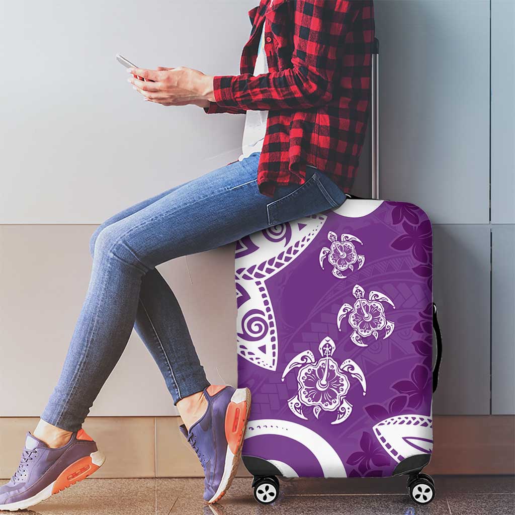 Polynesia Luggage Cover Purple Tribal Turtle Floral Pattern LT05 - Polynesian Pride