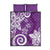 Polynesia Quilt Bed Set Purple Tribal Turtle Floral Pattern