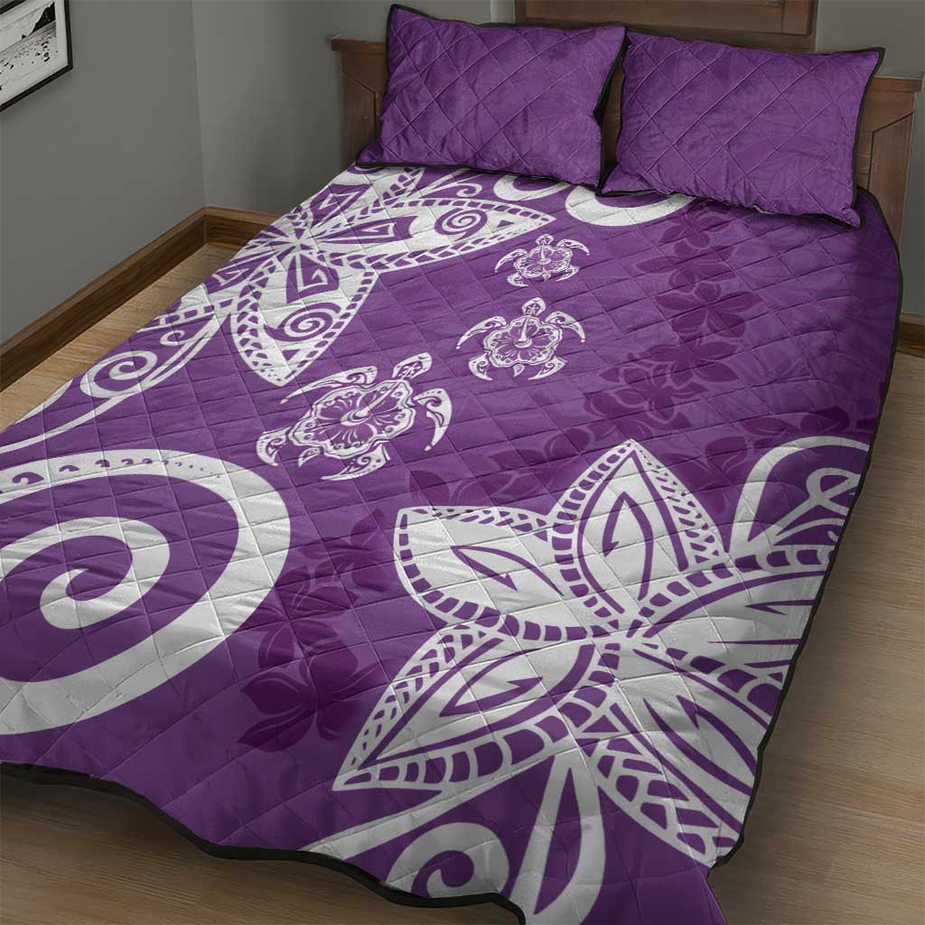 Polynesia Quilt Bed Set Purple Tribal Turtle Floral Pattern LT05 - Polynesian Pride