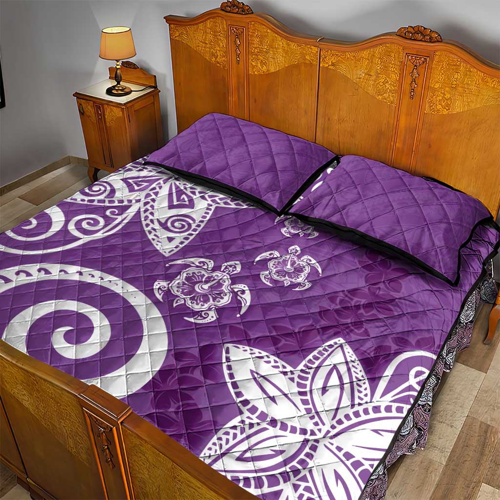 Polynesia Quilt Bed Set Purple Tribal Turtle Floral Pattern LT05 - Polynesian Pride