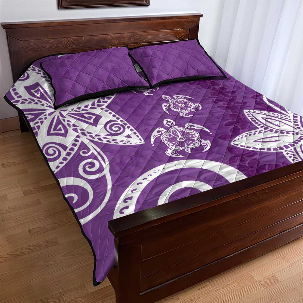 Polynesia Quilt Bed Set Purple Tribal Turtle Floral Pattern LT05 - Polynesian Pride