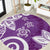 Polynesia Round Carpet Purple Tribal Turtle Floral Pattern