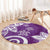 Polynesia Round Carpet Purple Tribal Turtle Floral Pattern