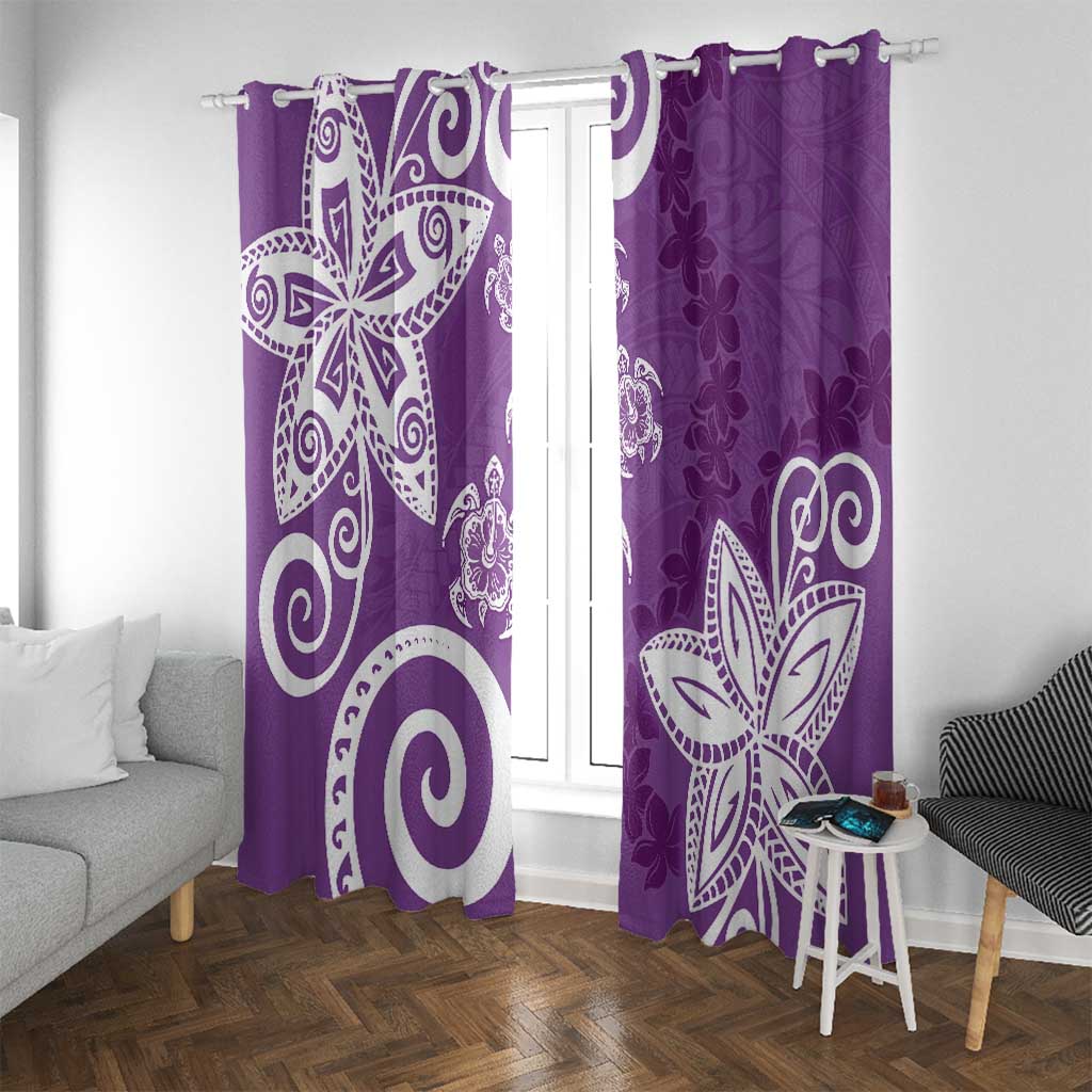 Polynesia Window Curtain Purple Tribal Turtle Floral Pattern LT05 With Grommets Purple - Polynesian Pride