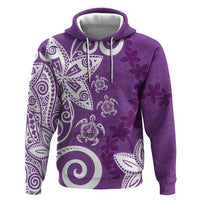 Polynesia Zip Hoodie Purple Tribal Turtle Floral Pattern LT05 Pullover Hoodie Purple - Polynesian Pride
