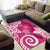 Polynesia Area Rug Pink Tribal Turtle Floral Pattern