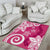 Polynesia Area Rug Pink Tribal Turtle Floral Pattern