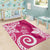 Polynesia Area Rug Pink Tribal Turtle Floral Pattern