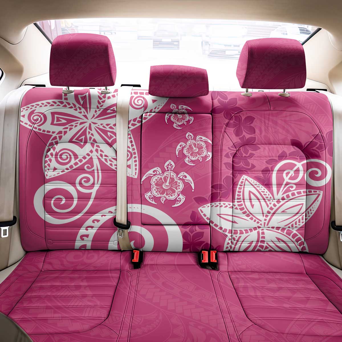 Polynesia Back Car Seat Cover Pink Tribal Turtle Floral Pattern LT05 - Polynesian Pride
