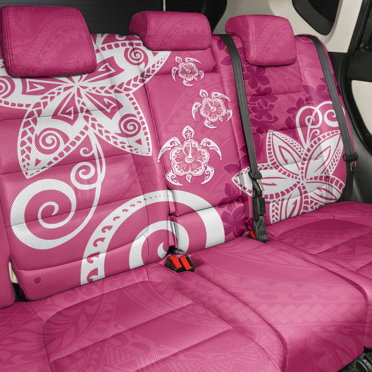 Polynesia Back Car Seat Cover Pink Tribal Turtle Floral Pattern LT05 - Polynesian Pride
