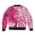 Polynesia Bomber Jacket Pink Tribal Turtle Floral Pattern