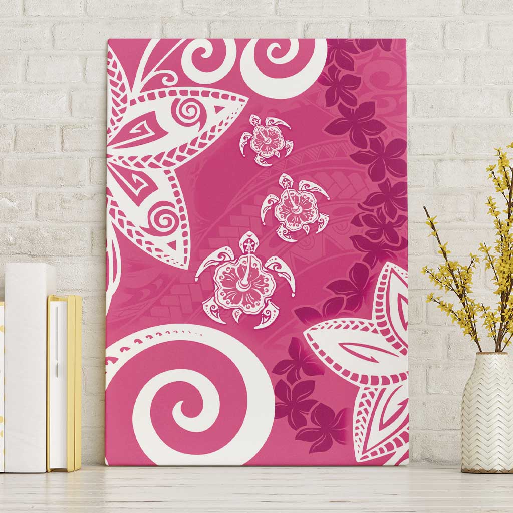 Polynesia Canvas Wall Art Pink Tribal Turtle Floral Pattern