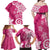 Polynesia Family Matching Off Shoulder Maxi Dress and Hawaiian Shirt Pink Tribal Turtle Floral Pattern