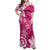 Polynesia Family Matching Off Shoulder Maxi Dress and Hawaiian Shirt Pink Tribal Turtle Floral Pattern