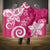 Polynesia Hooded Blanket Pink Tribal Turtle Floral Pattern