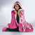 Polynesia Hooded Blanket Pink Tribal Turtle Floral Pattern