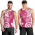 Polynesia Men Tank Top Pink Tribal Turtle Floral Pattern