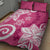 Polynesia Quilt Bed Set Pink Tribal Turtle Floral Pattern