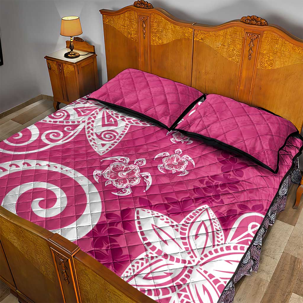 Polynesia Quilt Bed Set Pink Tribal Turtle Floral Pattern LT05 - Polynesian Pride