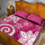 Polynesia Quilt Bed Set Pink Tribal Turtle Floral Pattern