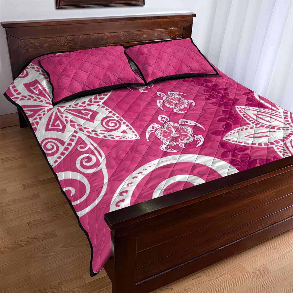 Polynesia Quilt Bed Set Pink Tribal Turtle Floral Pattern LT05 - Polynesian Pride