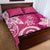 Polynesia Quilt Bed Set Pink Tribal Turtle Floral Pattern