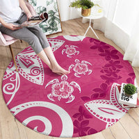 Polynesia Round Carpet Pink Tribal Turtle Floral Pattern LT05 - Polynesian Pride