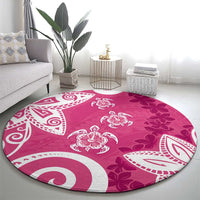 Polynesia Round Carpet Pink Tribal Turtle Floral Pattern LT05 - Polynesian Pride