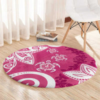 Polynesia Round Carpet Pink Tribal Turtle Floral Pattern LT05 - Polynesian Pride