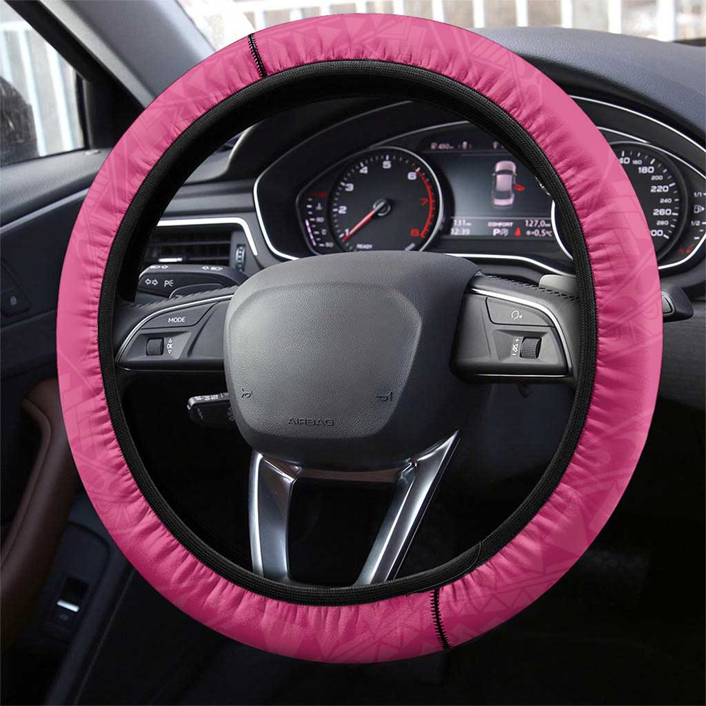 Polynesia Steering Wheel Cover Pink Tribal Turtle Floral Pattern LT05 - Polynesian Pride