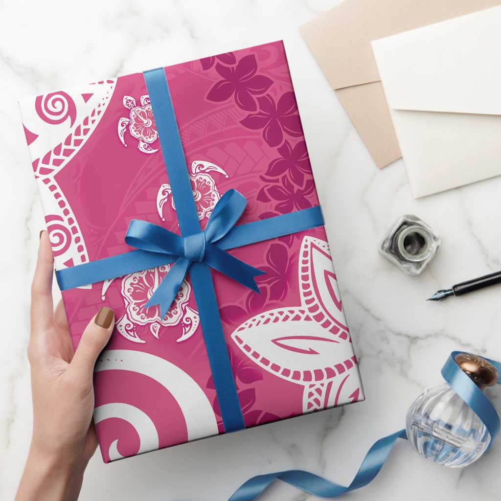 Polynesia Wrapping Paper Pink Tribal Turtle Floral Pattern LT05 - Polynesian Pride