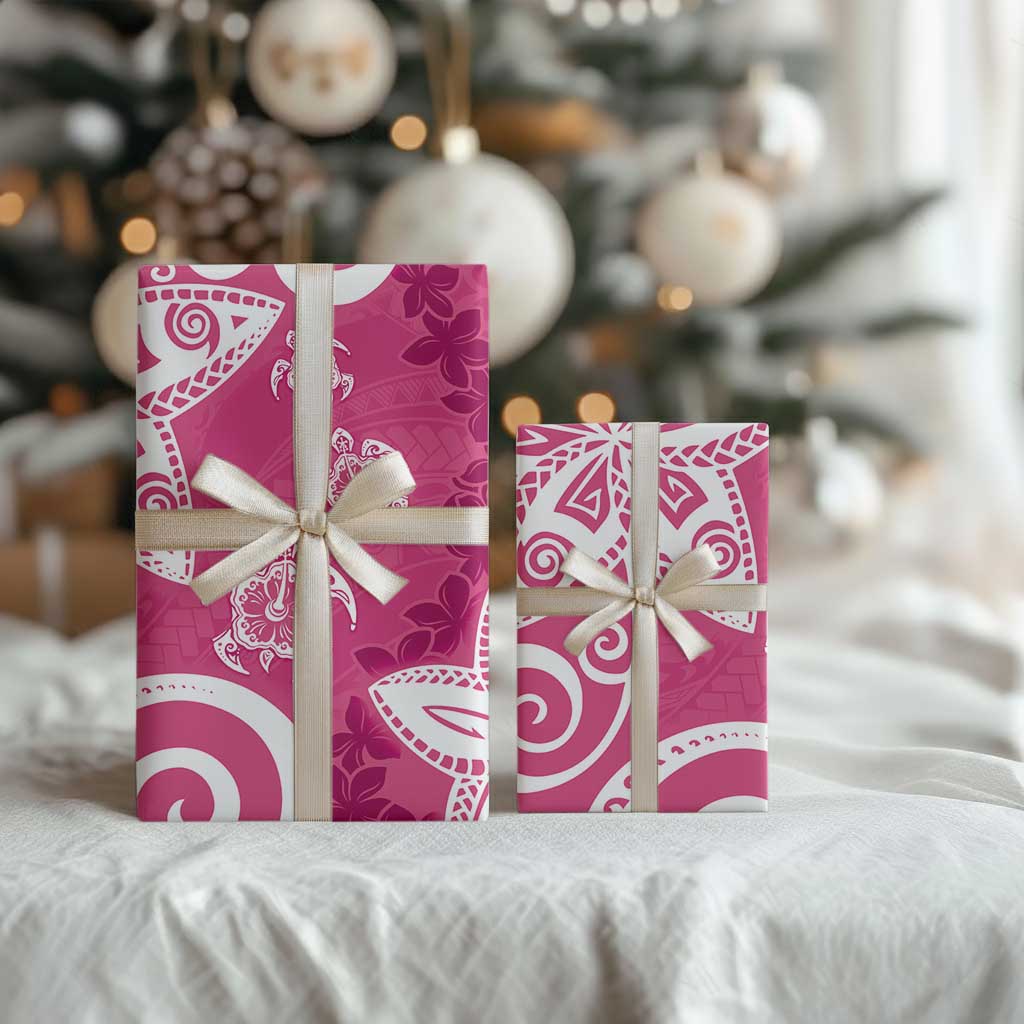 Polynesia Wrapping Paper Pink Tribal Turtle Floral Pattern LT05 - Polynesian Pride