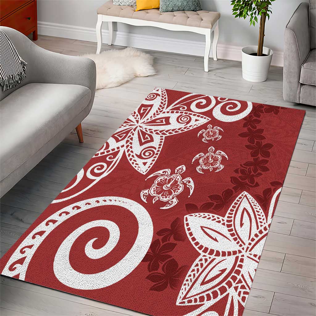 Polynesia Area Rug Red Tribal Turtle Floral Pattern LT05 - Polynesian Pride