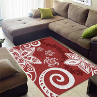 Polynesia Area Rug Red Tribal Turtle Floral Pattern LT05 - Polynesian Pride