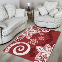 Polynesia Area Rug Red Tribal Turtle Floral Pattern LT05 - Polynesian Pride