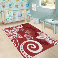 Polynesia Area Rug Red Tribal Turtle Floral Pattern LT05 - Polynesian Pride