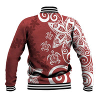 Polynesia Baseball Jacket Red Tribal Turtle Floral Pattern LT05 - Polynesian Pride