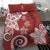 Polynesia Bedding Set Red Tribal Turtle Floral Pattern