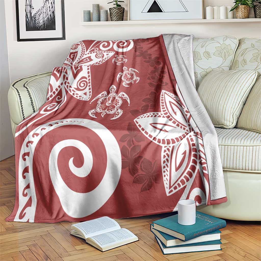 Polynesia Blanket Red Tribal Turtle Floral Pattern LT05 Red - Polynesian Pride