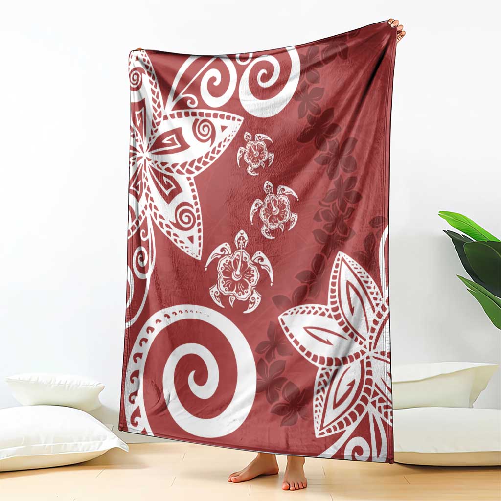 Polynesia Blanket Red Tribal Turtle Floral Pattern LT05 - Polynesian Pride