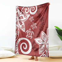 Polynesia Blanket Red Tribal Turtle Floral Pattern LT05 - Polynesian Pride