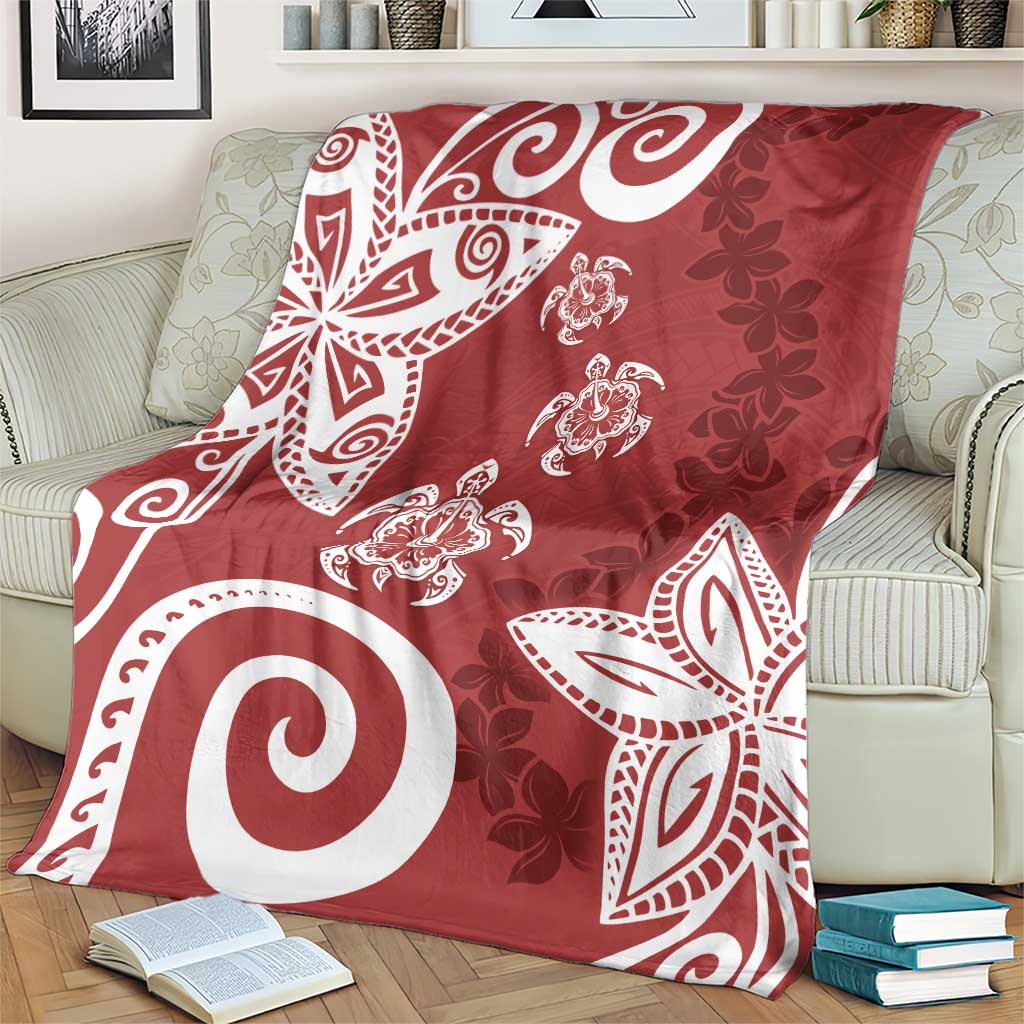 Polynesia Blanket Red Tribal Turtle Floral Pattern LT05 - Polynesian Pride