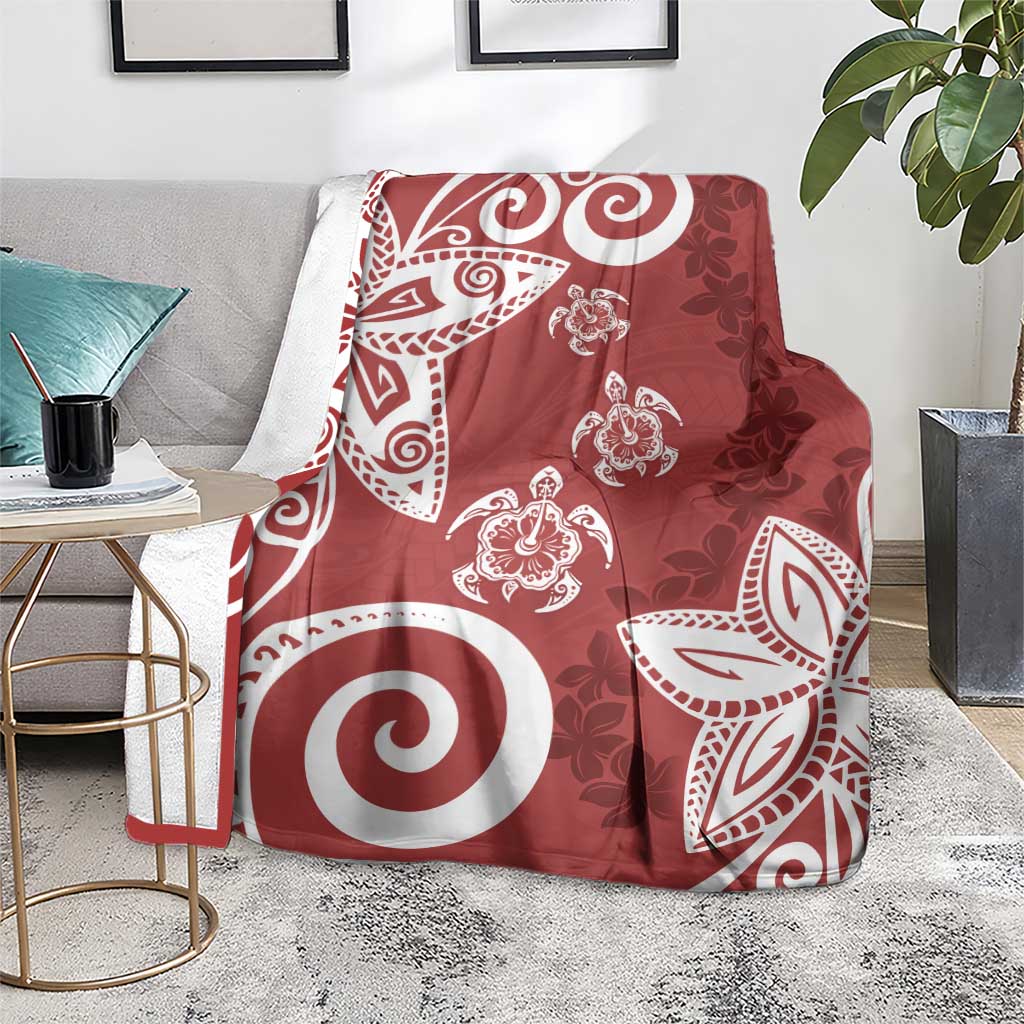 Polynesia Blanket Red Tribal Turtle Floral Pattern LT05 - Polynesian Pride