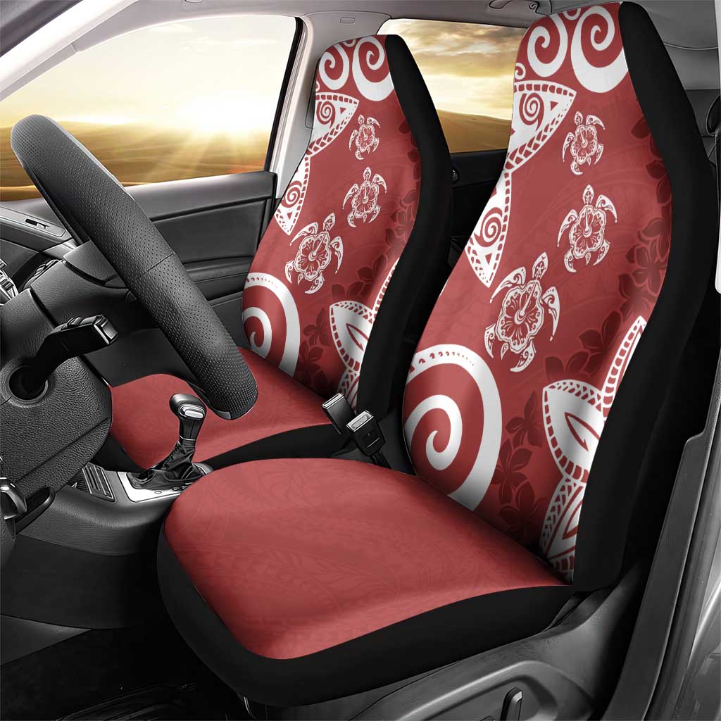 Polynesia Car Seat Cover Red Tribal Turtle Floral Pattern LT05 - Polynesian Pride