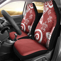 Polynesia Car Seat Cover Red Tribal Turtle Floral Pattern LT05 - Polynesian Pride